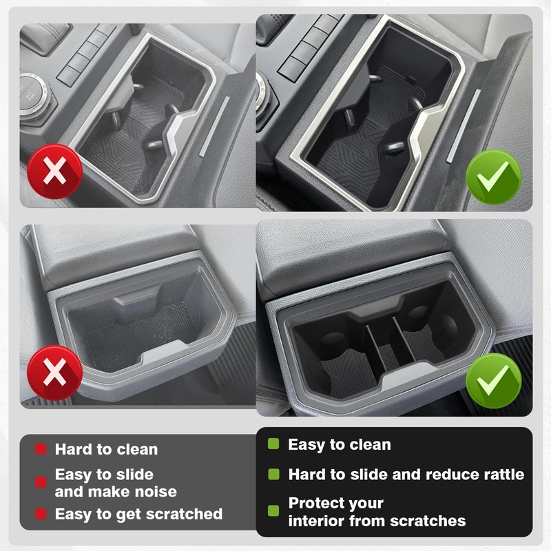 Muslogy Center Console Front&Rear Cup Holder Inserts Compatible with 2024
