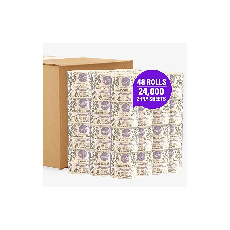 Natural Value 100% Recycled Bathroom Tissue, 500 2-Ply Sheets Per