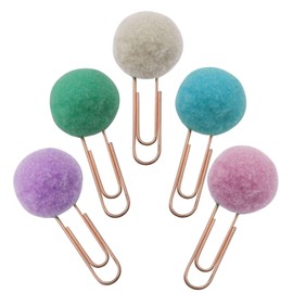 XGNG 50pcs Colorful Fur Ball Paperclips Handbook Accessories Creative Bookmarks Message Clips Stationery Decoration Metal Paperclips File Markers