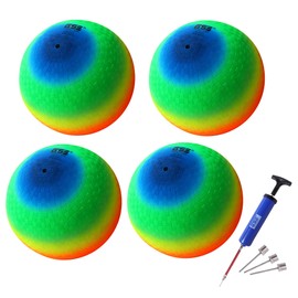 GSE Games & Sports Expert 8.5" Rainbow Inflatable Playground Balls Set with Pump, Kickball, Bouncy Dodge Ball, Handball for Kid/Adult, Perfect for Recess Ball Game, Gym, Yoga, School Sports Activities
