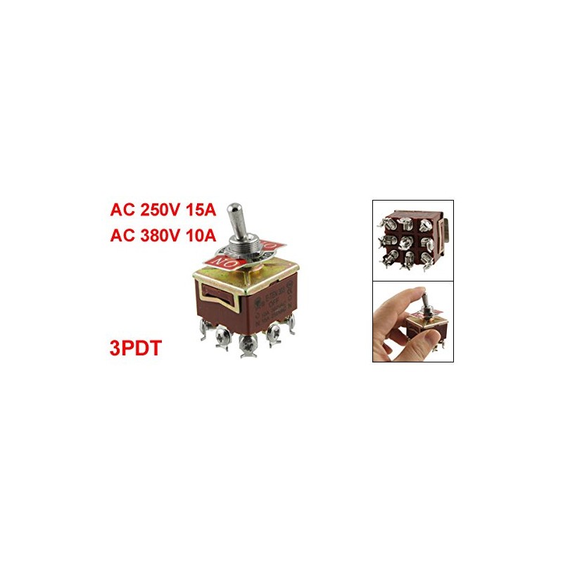 uxcell® a12031300ux0399 Toggle Switch, 3PDT On/Off/On 3 Postion 9 Screw