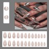 RUOKEXIN Almond Press on Nails Medium Fake Nails Silver Sparkly