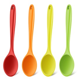 Armrouns 4pcs Small Silicone Spoons Nonstick Kitchen Spoon Silicone Serving Spoon for eating Stirring Spoons for Kitchen Cooking Baking.