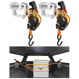 Truck Camper Shell Clamps Retractable Ratchet Straps, Compatible with Ford Chevy Ram Sierra Dodge Dakota Ram 1500 2500 3500 F150 F250 for Mounting Caps Camper Shell Topper Canopy (2P)