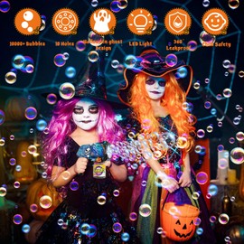 Panacare Hallween Electronic Bubble Gun, Bubble Gun Children with Bubble Solution, Bubble Machine Toys 5000+ Bubbles Children's Gift for Hallween Party/Decor/Wedding