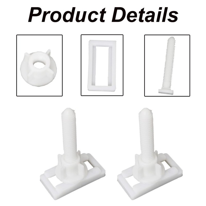 SagaSave 4 Pack Plastic White Rectangular Toilet Seat Hinge Bolts,