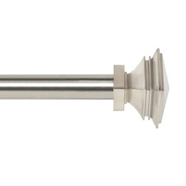 Deco Window 1 Inch Adjustable Satin Silver Curtain Rod for Windows Curtains with Square Finials & Brackets Set - 36" to 66"