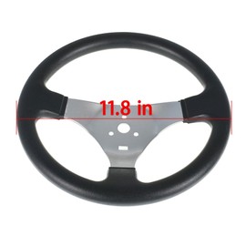 TJHSM 11.8 in/300 mm Steering Wheel Steel Assembly 12.6 in/320 mm Gear Rack Pinion Adjustable Shaft Set Replacement for 110cc Go Kart