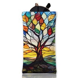 GLOBLELAND Soft Glasses Case Yoga Squeeze Top Eyeglass Case Travel PU Leather Sunglass Case Portable Sunglasses Pouch for Women Men, black