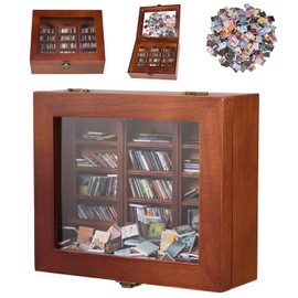 Anxiety Bookshelf for Stress Relieving, Miniature Bookcase Display Cabinet Including 330PCS Mini Books, Library Shelf, Innovative Ornaments, Creativity Decor Gifts for Lovers, Family and Friends