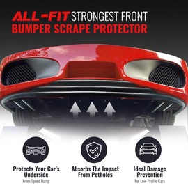 All-Fit Automotive Bumper Scrape Guard – Universal Front Splitter Lip Guard – Easy-to-Install Skid Plate Kit for Lowered Cars (10’ L x 1.5” W)