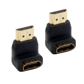 Right Angled HDMI Adapters 90 Degree Gold Plated Connectors Male to Female Sockets Support Resolutions 4K UHD 3D for HDMI TFT LCD Monitors (Pack of 2) (90 Degrees)