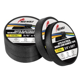 RED WOLF Wire Electrical Tape, 3/5 Inch x 50 Feet 5-Roll, Felt Cloth Electric Tape Noise Dampening High Temp Wiring Loom Harness, Self-Adhesive Fabric Tape for Automotive Engines Wrap Protection