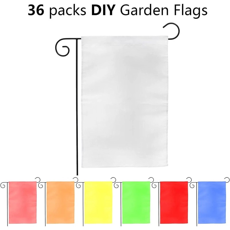 DEAYOU 36 Pack Blank White Garden Flags For Diy Decoration