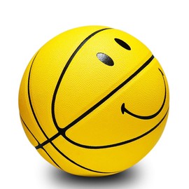 MINDCOLLISION 5/6/7 Smile Basketball, Women's PU Soft Leather Basketball, Good Dribbling and Shooting Feel, Birthday Gift, Suitable for Indoor and Outdoor Use. (8 Colors),Yellow,No.6