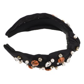 minkissy Funny Game Day Accessory with Rhinestone and Faux Pearl Embellishments Comfortable Lightweight Hairband for Women and Fans for Sports and Casual Wear