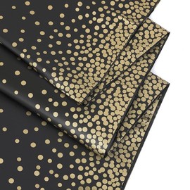 Black/Gold Polka Dot Disposable Tablecloth, Party Decoration