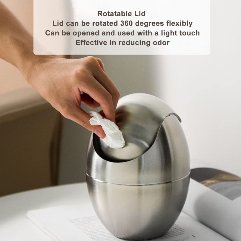Mini Countertop Trash Can, Simple Stainless Steel Table Trash Can