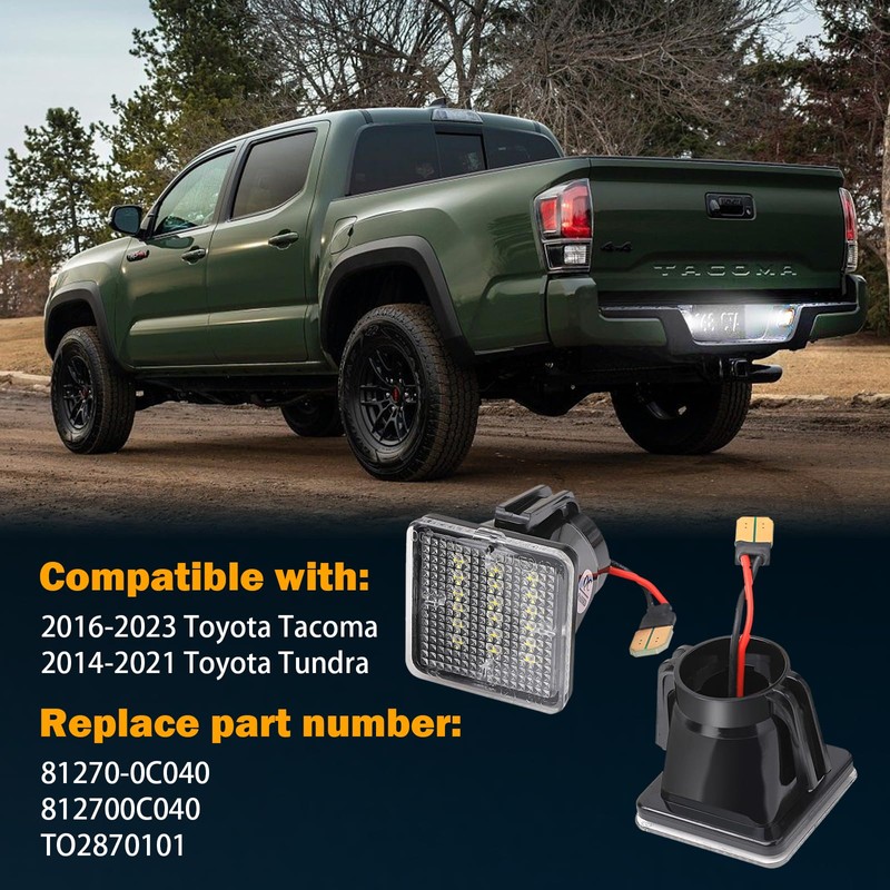 LED License Plate Light Compatible with 2016-2023 Toyota Tacoma &