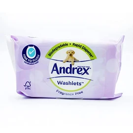 Andrex Fregrance Free Washlets Moist Toilet Tissue, Certified