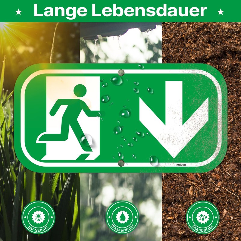 Emergency Exit Sign Arrow Down 30 x 15 cm Escape