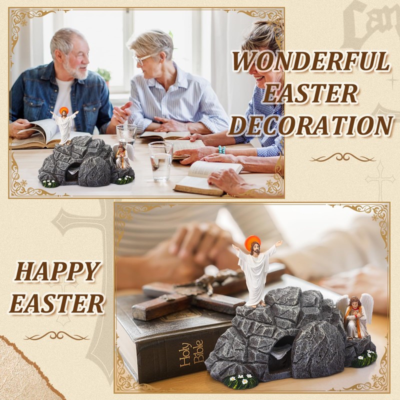 Vercraft Jesus Easter Decorations Easter Resurrection Scene Set Resin Table