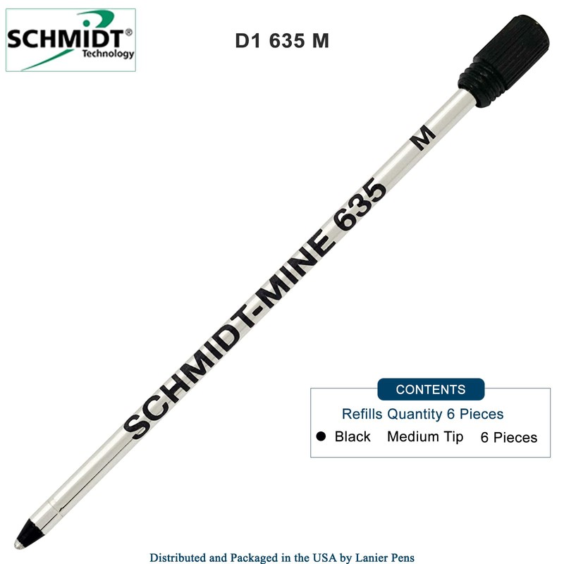 Schmidt 635 D1 Mine Ballpoint Refill - Black Ink -
