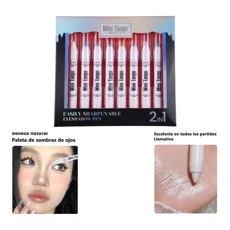 KH Set De 8 Sombras Metalizadas Iluminador Maquillaje Lapiz
