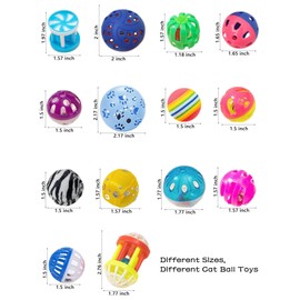 DIYUQISHI Classic Cat Toys for Indoor Cats, 10 Pcs, 1.5''~2.2'', Plastic Cat Ball with Bell to Arouse The Cat's Interest, for All Breed Sizes