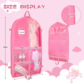 MEGADOO Dance costume bag, foldable and portable dance costume dancer costume bag, stronger zippered dance costume bag (Pink)