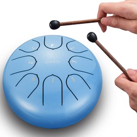 LEKATO Steel Tongue Drum, 15.2 cm 8-Tone Tongue Drum, Steel Pan Tones Percussion Instrument Hand Pan Drum for Meditation Yoga Sound Healing Sky Blue