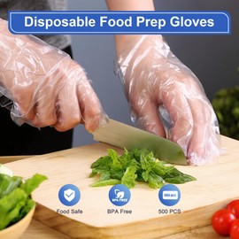 500 Pcs Disposable Food Service Gloves - Premium Plastic Food Prep Gloves for Multiple Use - BPA/Latex Free - Food Grade and Tear-Resistant - One Size Fits Most