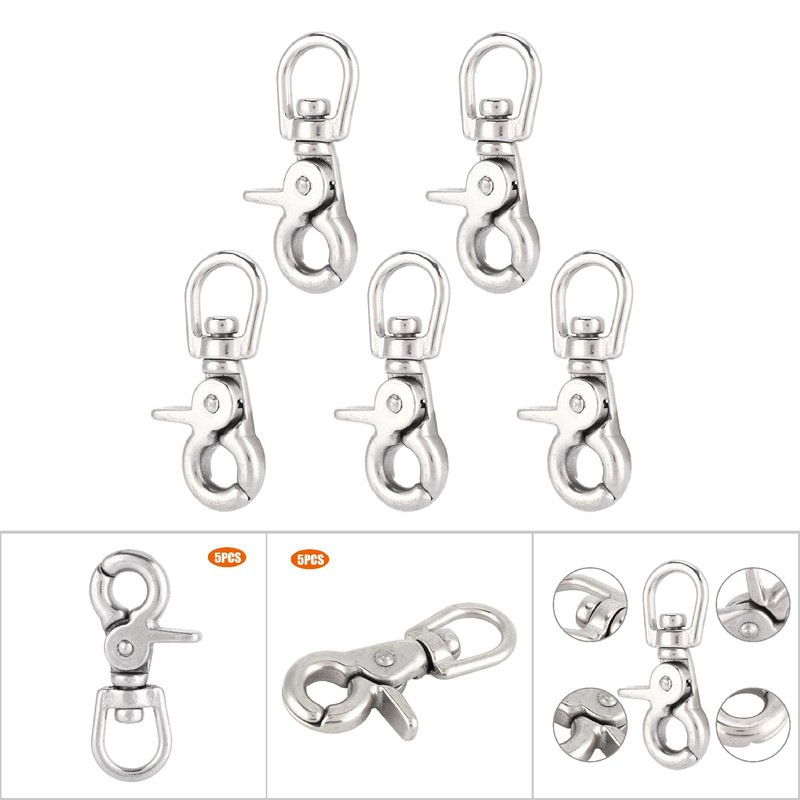 5Pcs Durable Stainless Steel Trigger Swivel Snap Hook Clasp Houseboat
