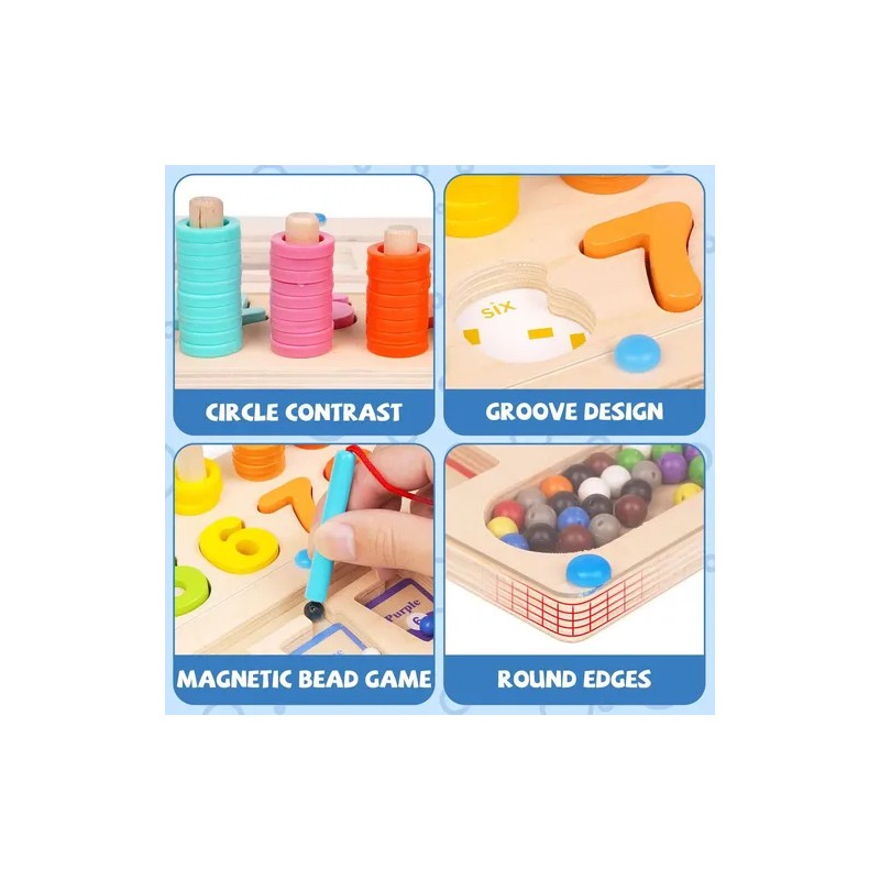 Tablero Logaritmos 3 en 1 Montessori Madera JSXing Juego Educativo