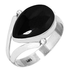 Jeweloporium 925 Silver Ring for Women Size T 1/2 Real Black Onyx Gemstone Costume Silver Ring Thanksgiving Gift Vintage Jewelry
