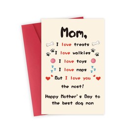 FSSDAS Funny Mother's Day Card, Lovely Dog Mothers Day Cards with Envelope, Mom Card for Women, Cute Dog Mother Day Cards Gifts