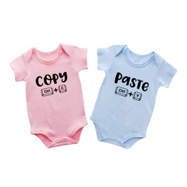 AOUYOA Baby Twins Baby Bodysuits Copy Paste Newborn Romper Boys Girls Gift Twins Baby Clothing, Pink Blue Copyv, 0-3 months