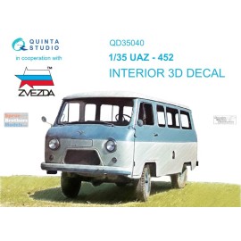 Quinta Studio QTSQD35040 1:35 Quinta Studio Interior 3D Decal - UAZ-452 (ZVE kit)