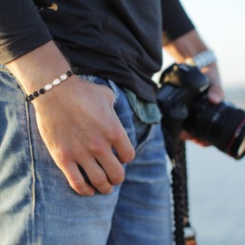 GAVU Lava Bracelet for Men, Lava Rock Crystal Beaded Bracelet for Men, Freshwater Pearl Bracelet for Men