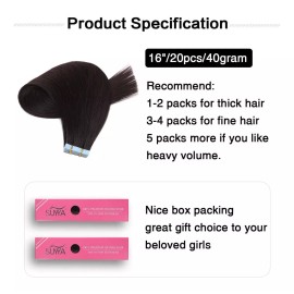 Suyya Extensiones Cabello Natural 20pz Negro Natural 16in 40gr