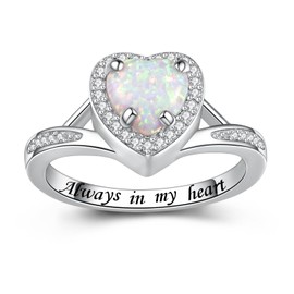 Heart Urn Ring for Ashes for Women - 925 Sterling Silver Opal Cremation Rings Memorial Keepsake Jewelry for Loss of a Loved One(Heart Opal Size 7)