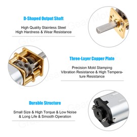 Greartisan DC 12V 148RPM N20 High Torque Speed Reduction Motor with Metal Gearbox Motor for DIY RC Toys