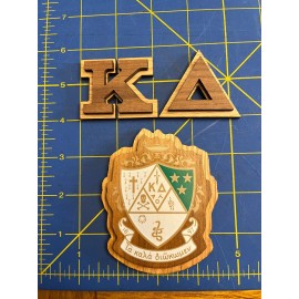 Kappa Delta Double Raised Wood Letters (1.5") and Crest (3.5") Combo