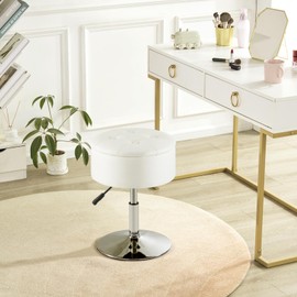 Gitrah Vanity Chair for Makeup Room Vanity Stool for Makeup Room Round Velvet Ottoman Tufted Makeup Chair Vanity Stools for Bathroom Height Adjustable