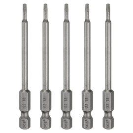 HARFINGTON 5pcs T8 Torx Head Screwdriver Bit 1/4" Hex Shank 3.15" (80mm) Long Magnetic No Hole Tip Tamper Proof 6 Point Star Screw Driver Drill Bits S2 Steel Industrial Power Screwdrivers