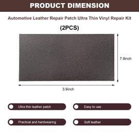 FSTURIOS 2 PCS Leather Repair Patch Tape, 4 x 8 Inch PU Vinyl Repair Patches for Car Upholstery Seat, Waterproof Self Adhesive Leather Tape Repair Kit for Furniture Couches Chairs (Gray)