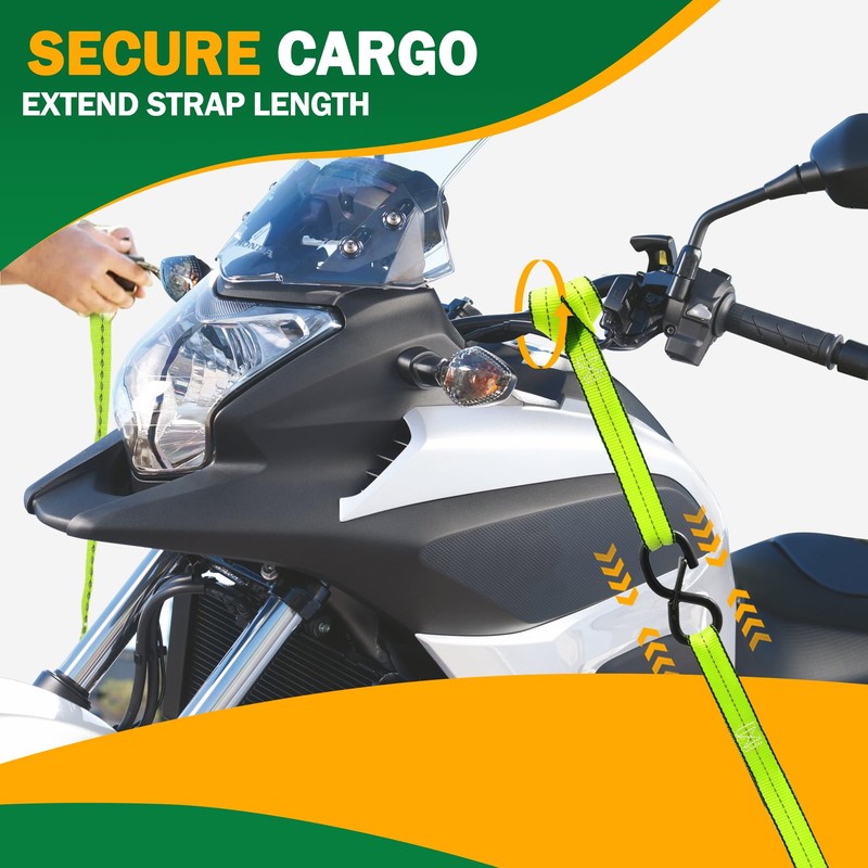 Motorcycle Tie Down Strap (4PK) - 2,100lb Break Strength Premium