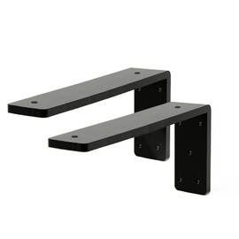 Countertop Support Bracket 20 Inch 2 Pack 3/8" Thick Black Heavy Duty Granite Support Bracket 20"x6"x2.5" L Shape Iron Metal Support for Granite Quartz Wood Laminate Countertops