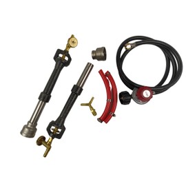 Double Propane Forge Burners with Gas Hose and Regulator for Blacksmith Knife Making Gas Furnace Burner, High Pressure Cast-Iron Burner Head, Burner Assembly Flame Control System, Replacement