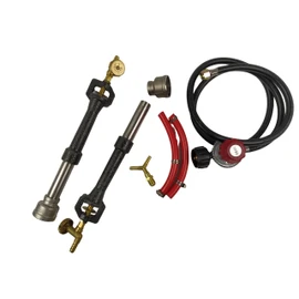 Double Propane Forge Burners with Gas Hose and Regulator for Blacksmith Knife Making Gas Furnace Burner, High Pressure Cast-Iron Burner Head, Burner Assembly Flame Control System, Replacement